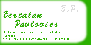 bertalan pavlovics business card